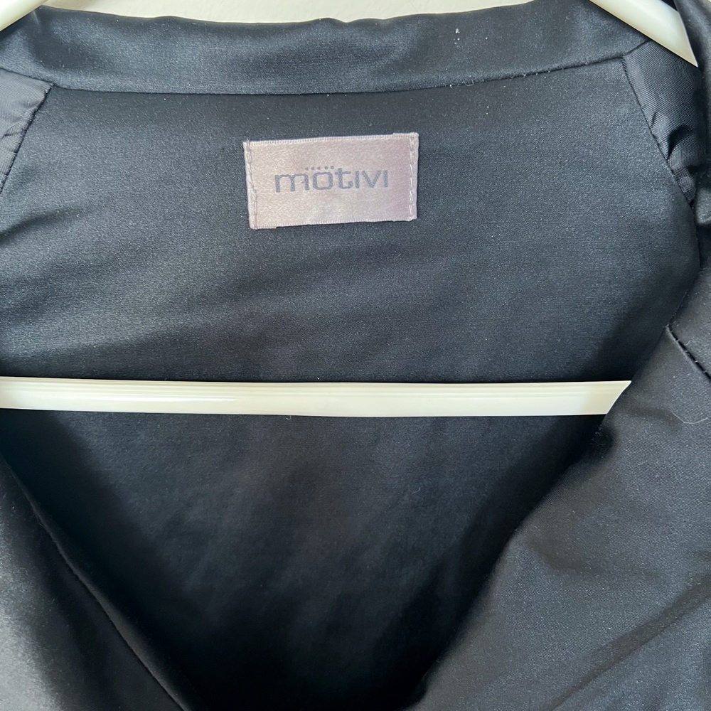 Motivi | Black Satin Peacoat Empire Waist Overcoat Jacket Fitted Dress Coat US4 - Picture 4 of 10